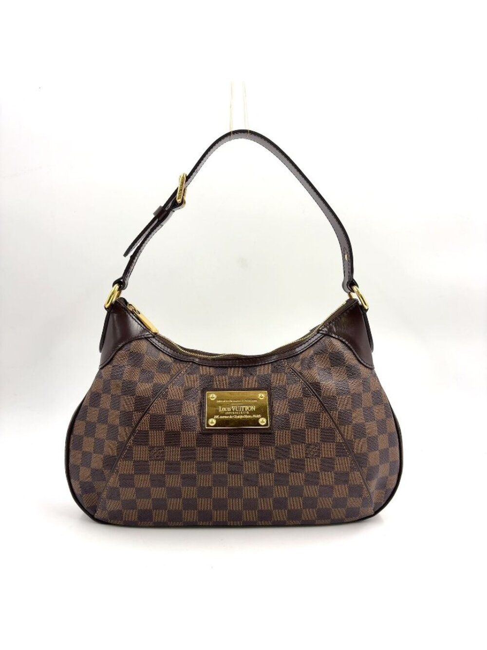 Louis Vuitton Thames GM Damier Ebene Leather Brown Handbag Gold